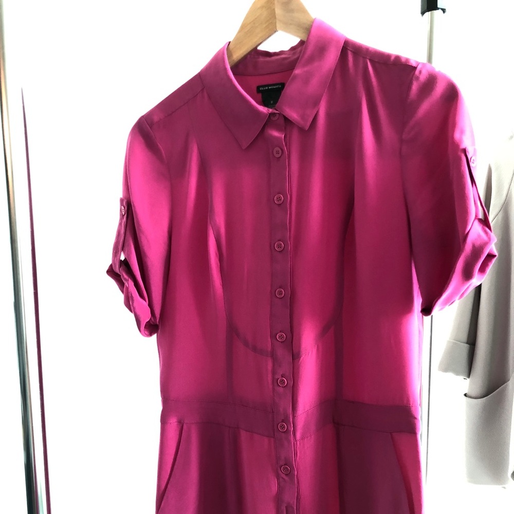 Club Monaco 100% Silk Fuchsia dress
